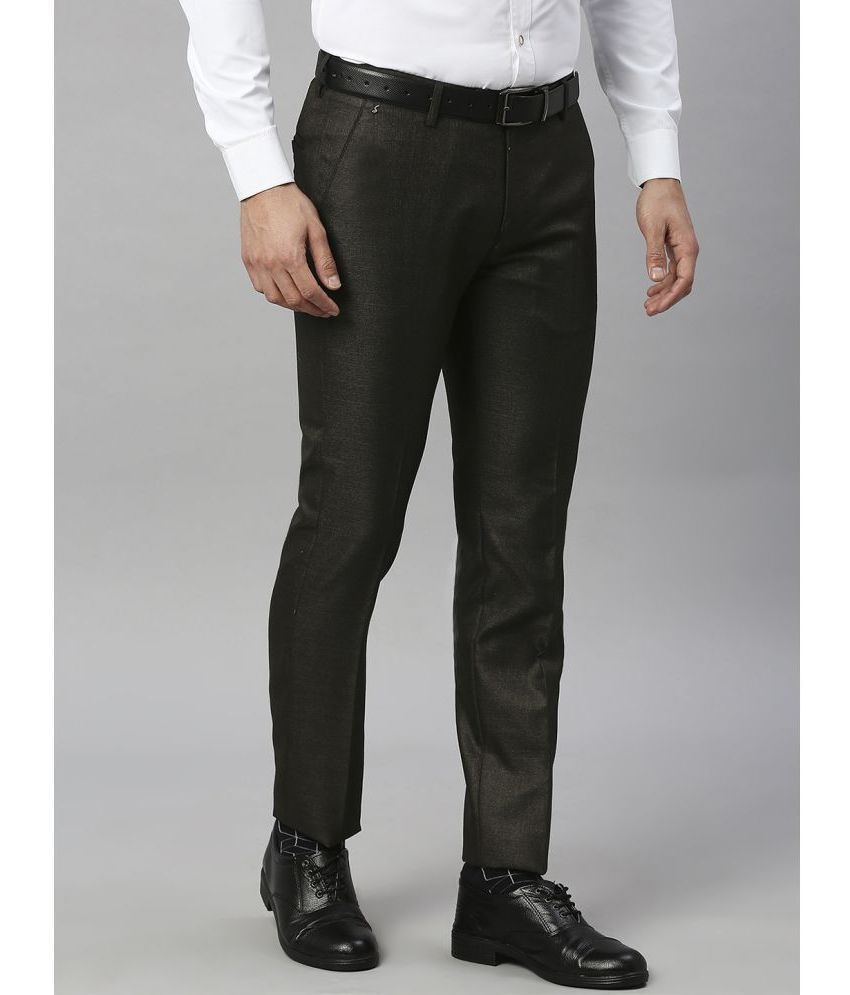    			Solemio Dark Brown Regular Formal Trouser ( Pack of 1 )