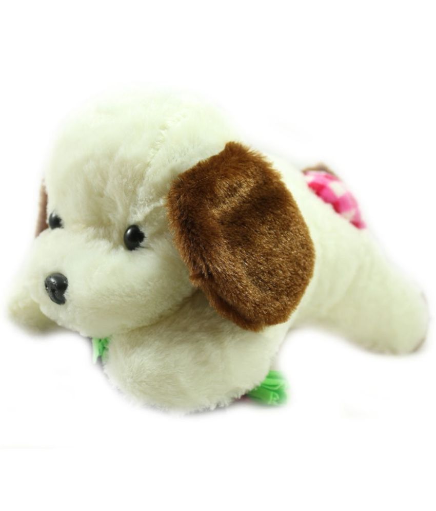     			Tickles White Big Size Puppy with Muffler Soft Stuffed Plush Animal Toy for Kids(Color:Brown& White Size: 45cm)