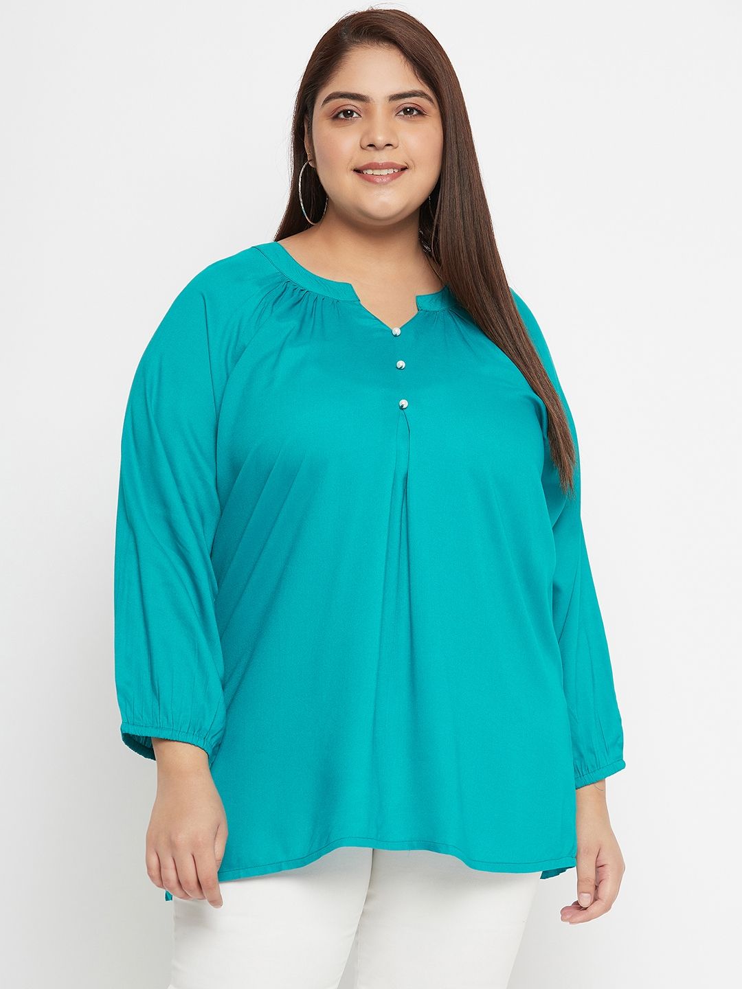     			VINAAN - Turquoise Rayon Women's Tunic ( Pack of 1 )