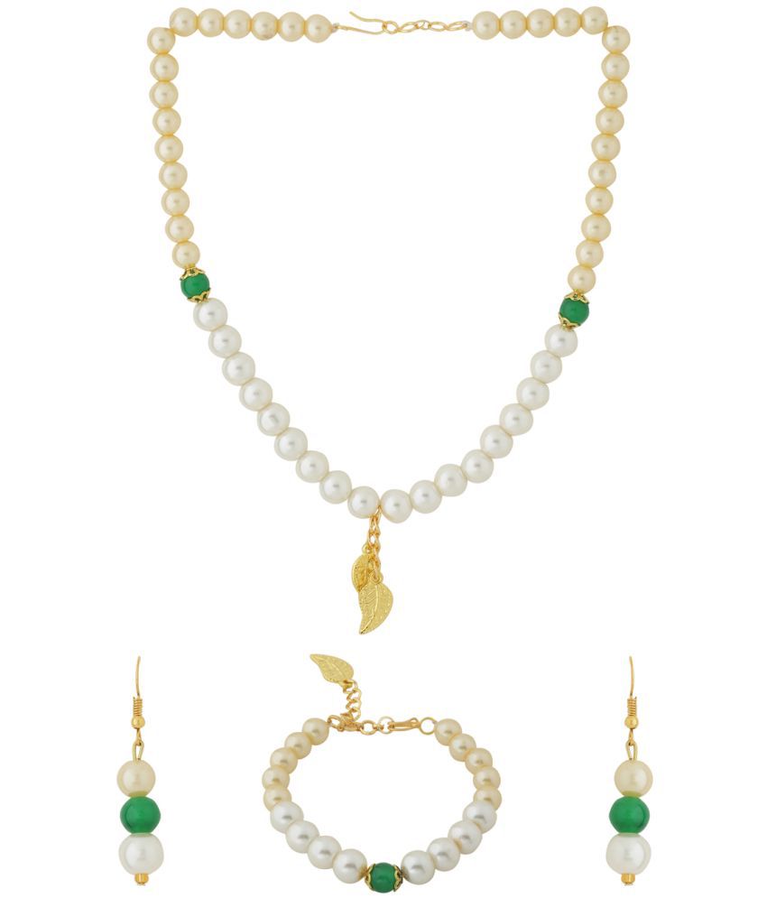     			VIRAASI - Off White Alloy Necklace Set ( Pack of 1 )