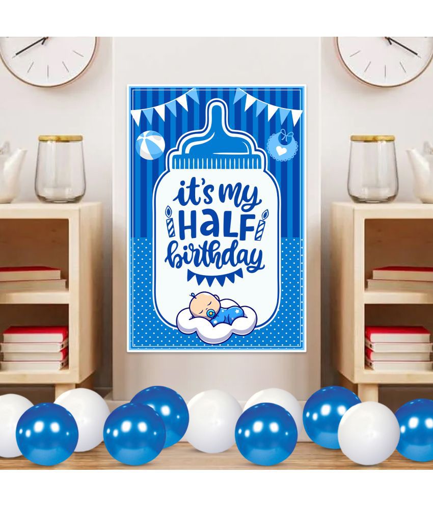     			Zyozi Colorful Baby Boy Theme Half Birthday Sign Half Birthday Door Board Half Birthday Door Board Wall Decorations Baby Boy Bday Party Supplies Favors for Kids Boys