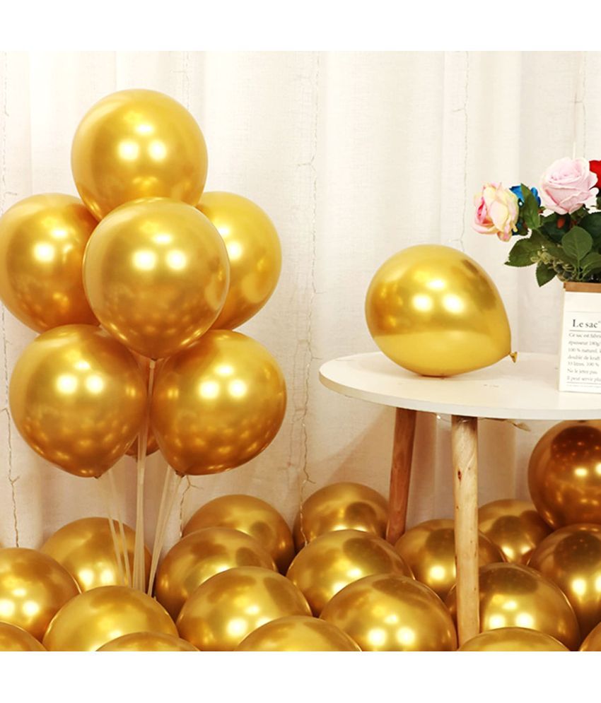     			Zyozi Gold Metallic Balloons Latex Balloons 10 Inch Helium Balloons for Birthday Graduation Baby Shower Wedding Anniversary Party Decorations, (Pack of 40)