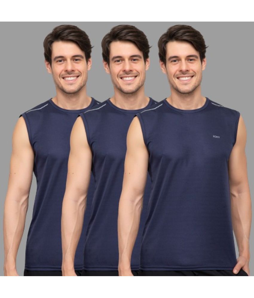     			xohy - Navy Polyester Men's Vest ( Pack of 3 )