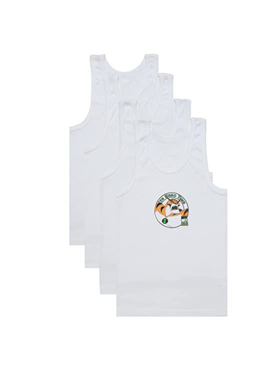     			Bodycare - White Cotton Blend Printed Boys Vest ( Pack of 4 )