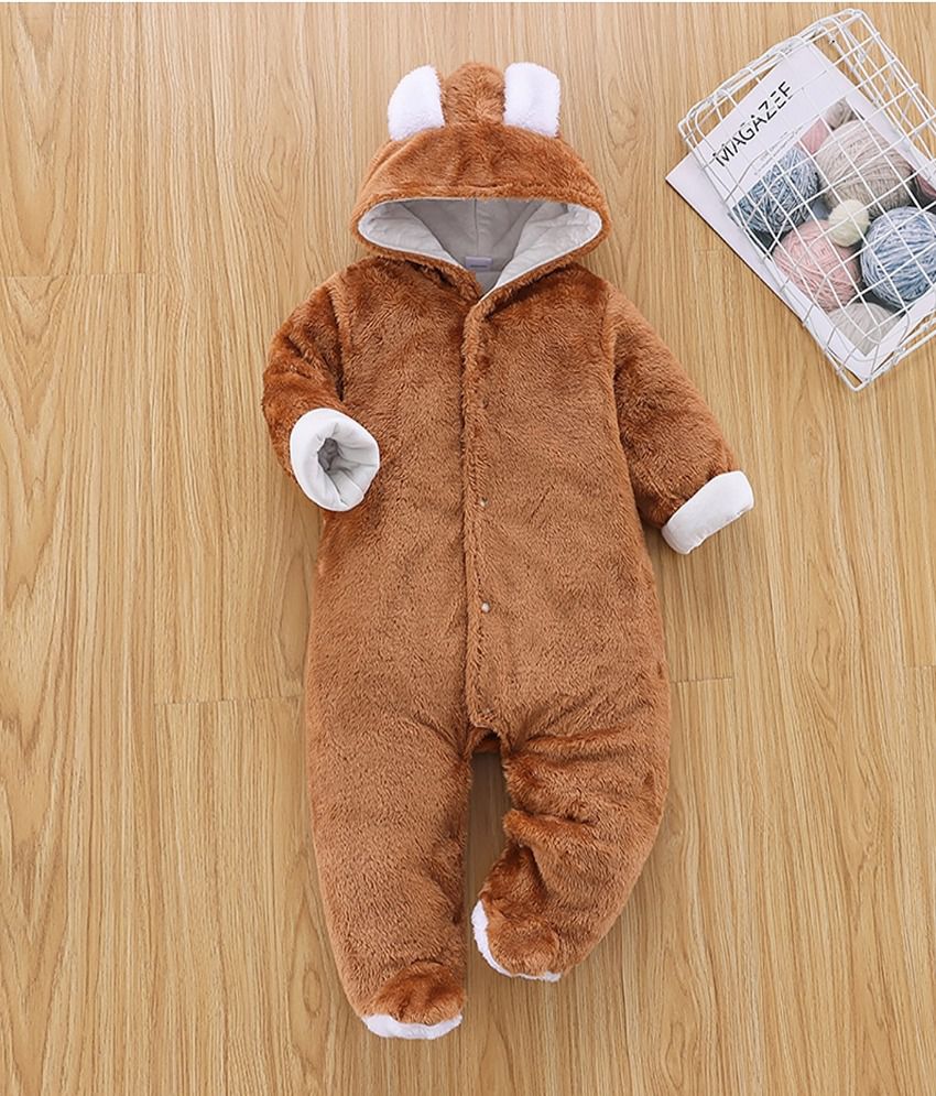     			Brandonn Baby ROMPER BOOTIEE PLAIN RUST for Baby Boys & Baby Girls Fleece Fabric With Solid Pattern For Kids/Infants/New Borns of Age 12 - 18 Months (Brown)