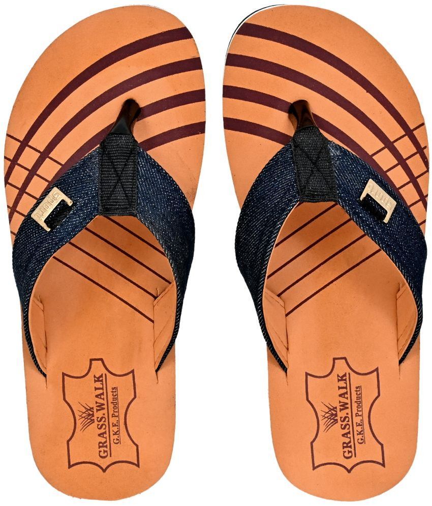     			GRAS WALK - Orange Men's Thong Flip Flop