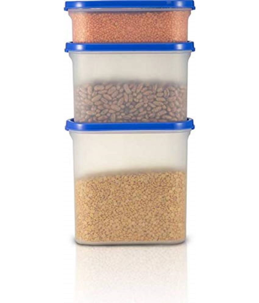     			HOMETALES - Grocery/Food/Pasta Polyproplene Navy Blue Dal Container ( Set of 3 )