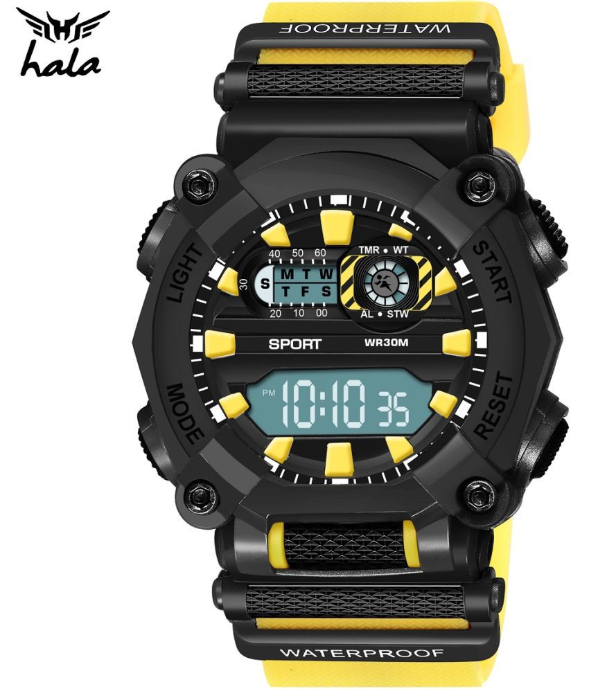     			Hala - Yellow Silicon Digital Men's Watch