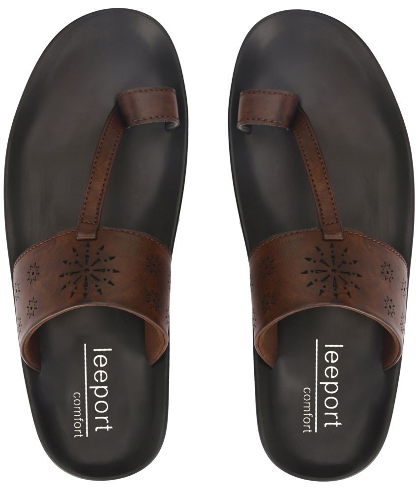     			Leeport - Brown Men's Leather Slipper