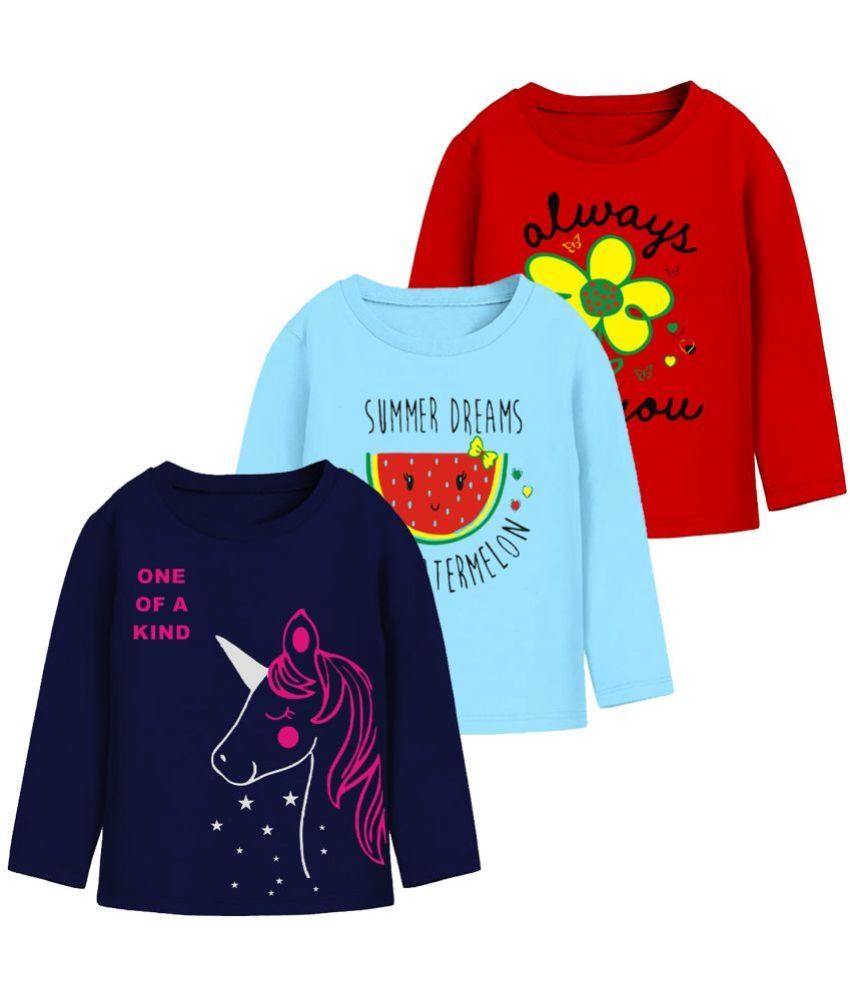     			MIST N FOGG Pack of 3 Girls Cotton Blend T-Shirt ( Multi )