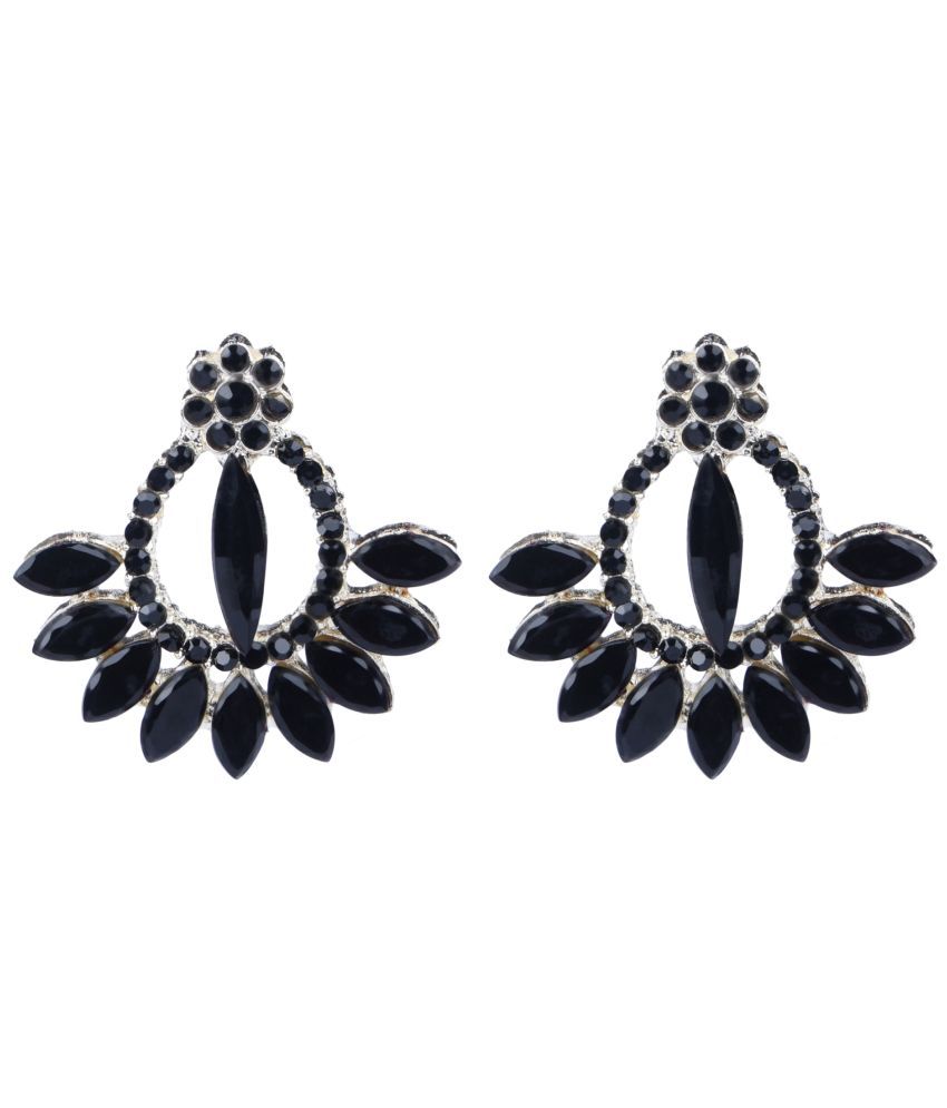     			PUJVI - Black Hoops Earrings ( Pack of 1 )