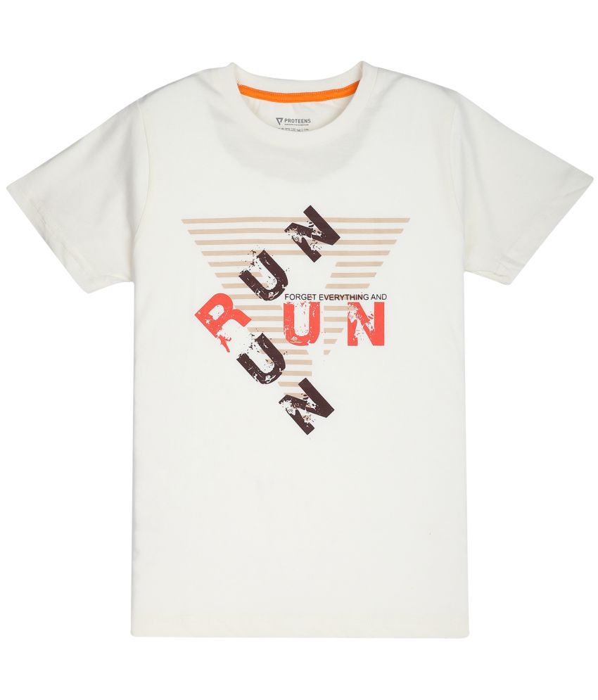     			Proteens - Off White Cotton Blend Boy's T-Shirt ( Pack of 1 )