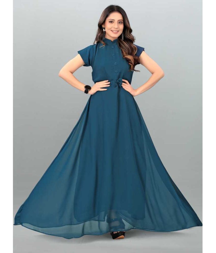     			RAIYANI FASHION - Blue Georgette Women's Gown ( Pack of 1 )