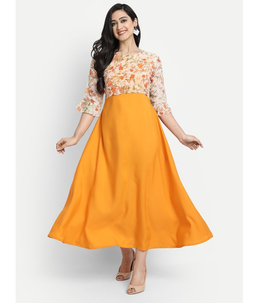     			RAIYANI FASHION - Yellow Crepe Women's Fit & Flare Dress ( Pack of 1 )