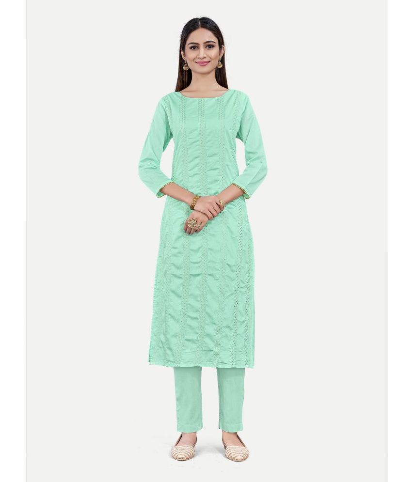     			Riti - Blue Straight Cotton Women's Stitched Salwar Suit ( Pack of 1 )