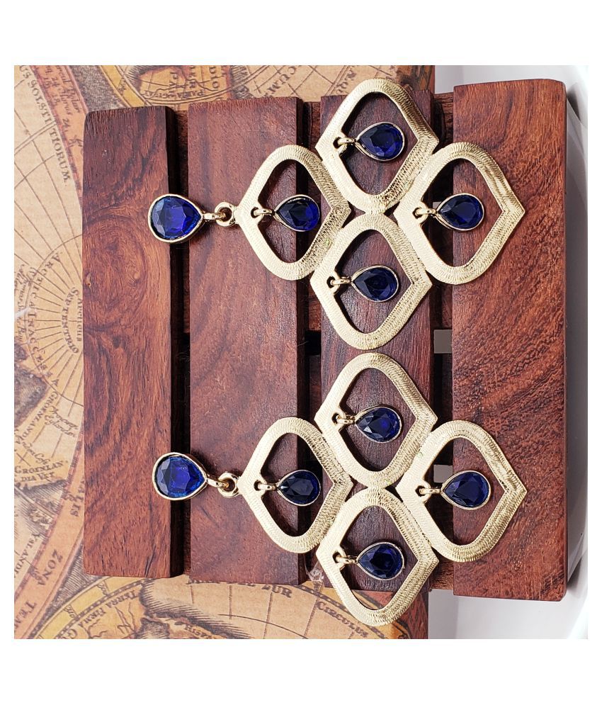     			The Jewelbox Blue Designer Drop Earrings