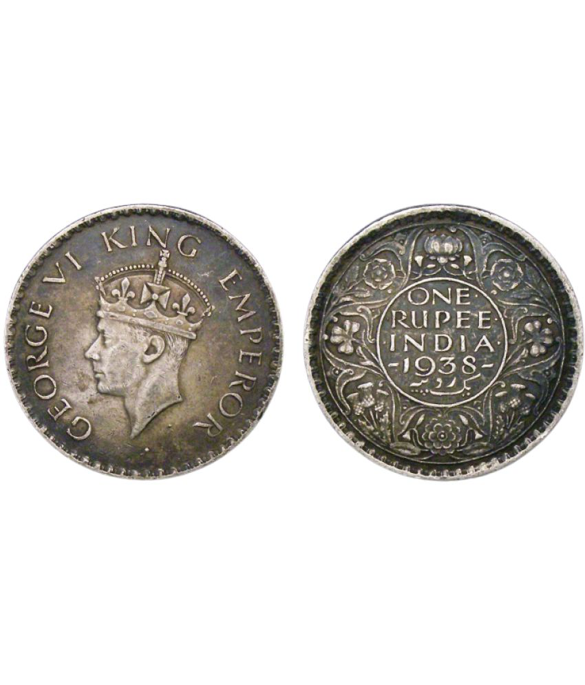     			skonline - One Rupee Rare 1938 King George Silver 1 Numismatic Coins