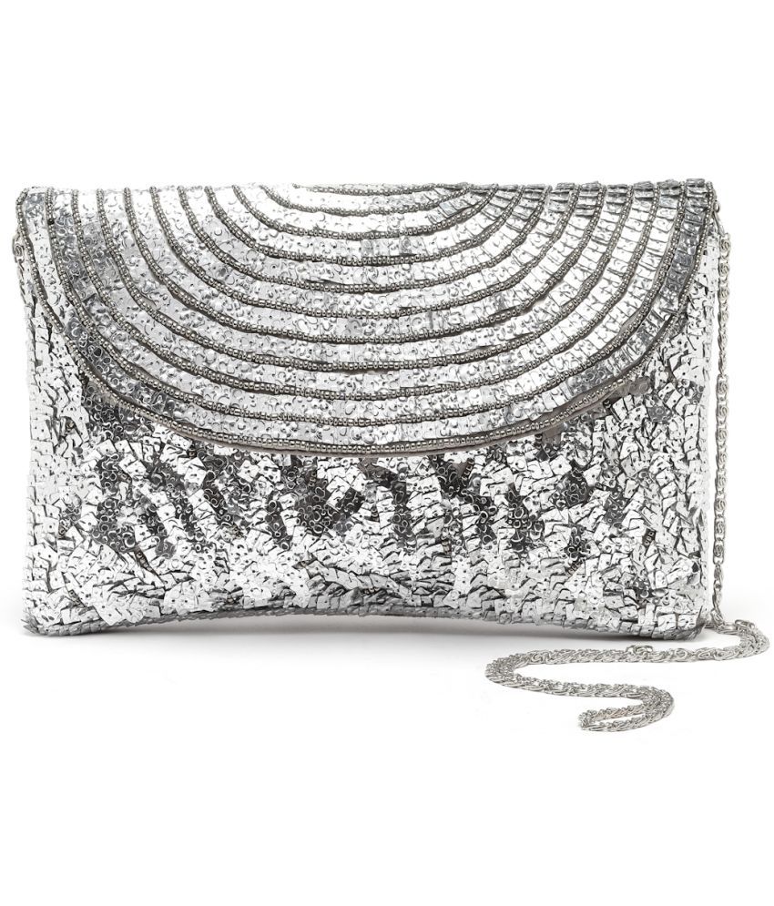     			Anekaant - Silver Suede Sling Bag
