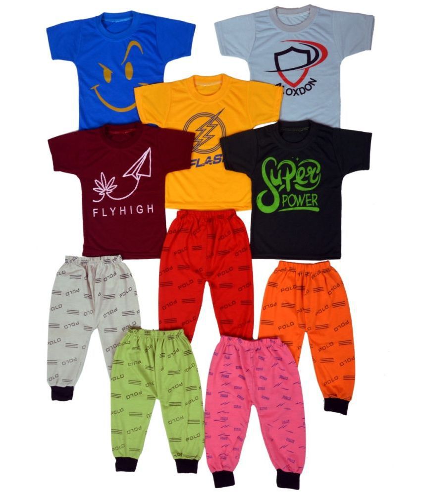     			DIAMOND EXPORTER - Multicolor Cotton Baby Boy T-Shirt & Pyjama Set ( Pack of 10 )