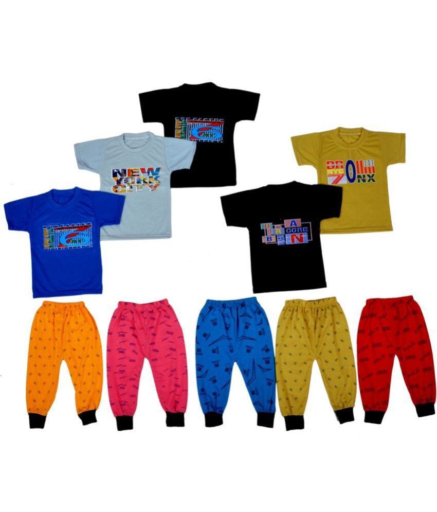     			DIAMOND EXPORTER - Multicolor Cotton Blend Boys T-Shirt & Trackpants ( Pack of 5 )