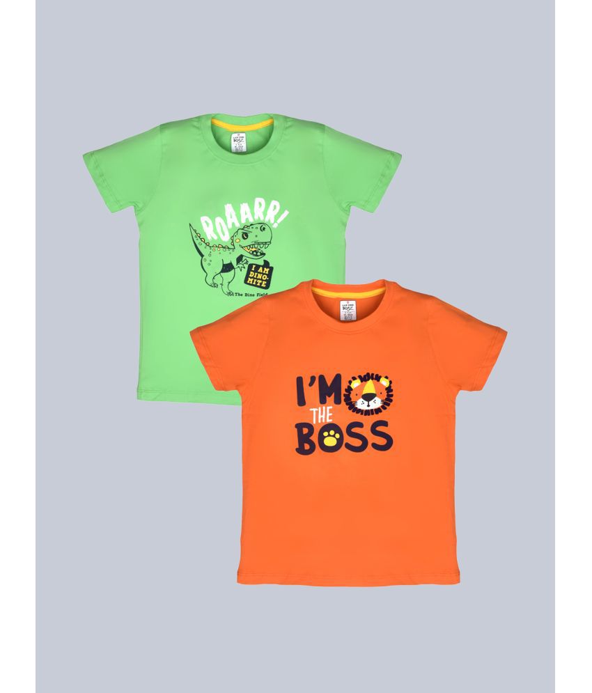     			Lux Cozi - Orange Cotton Boy's T-Shirt ( Pack of 2 )