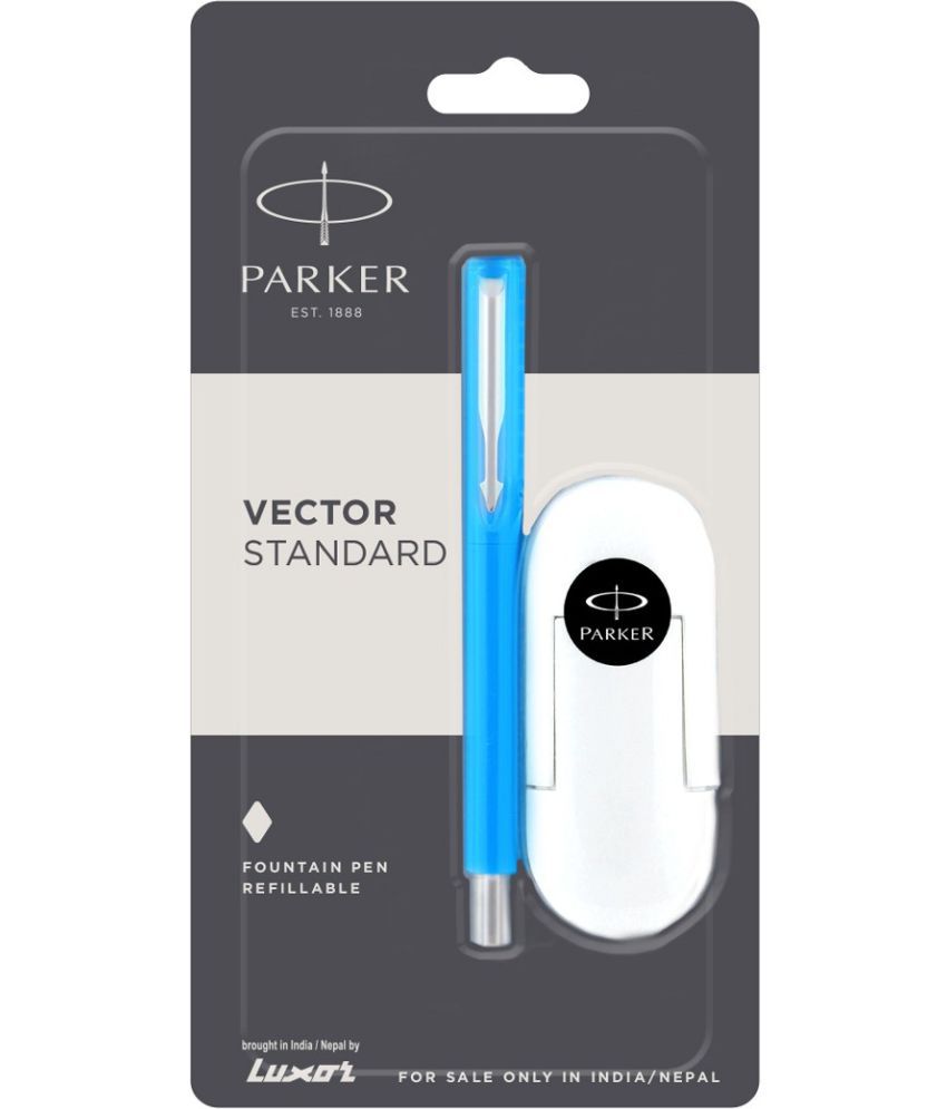     			Parker Vector Standard Fountain Pen Chrome Trim(Fine Nib)HC.Blue+3 free inkcart Fountain Pen