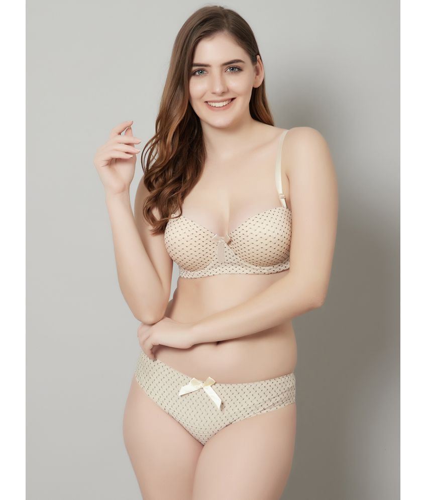     			PrettyCat - Beige Polyester Women's Bra & Panty Set ( Pack of 1 )