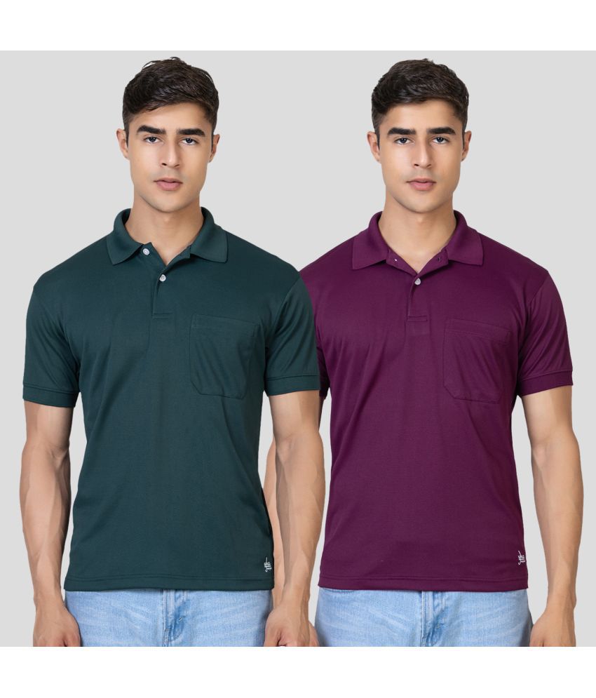     			YHA - Purple Cotton Blend Regular Fit Men's Polo T Shirt ( Pack of 2 )