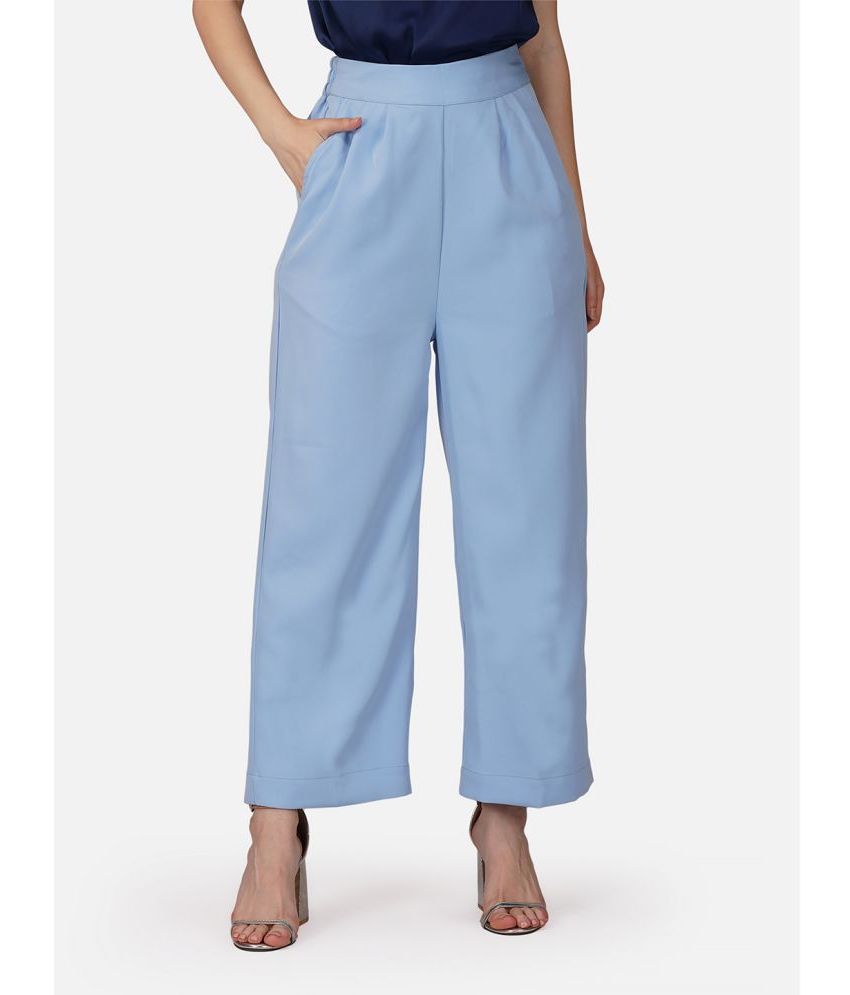     			fabcoast - Blue Cotton Blend Regular Women's Casual Pants ( Pack of 1 )