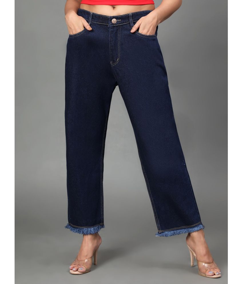     			AngelFab - Navy Blue Denim Straight Women's Casual Pants ( Pack of 1 )