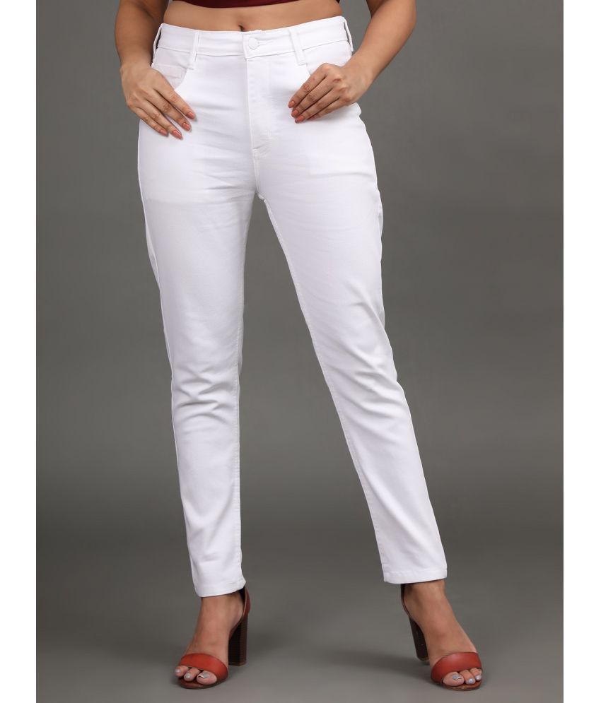     			AngelFab - White Denim Skinny Women's Casual Pants ( Pack of 1 )