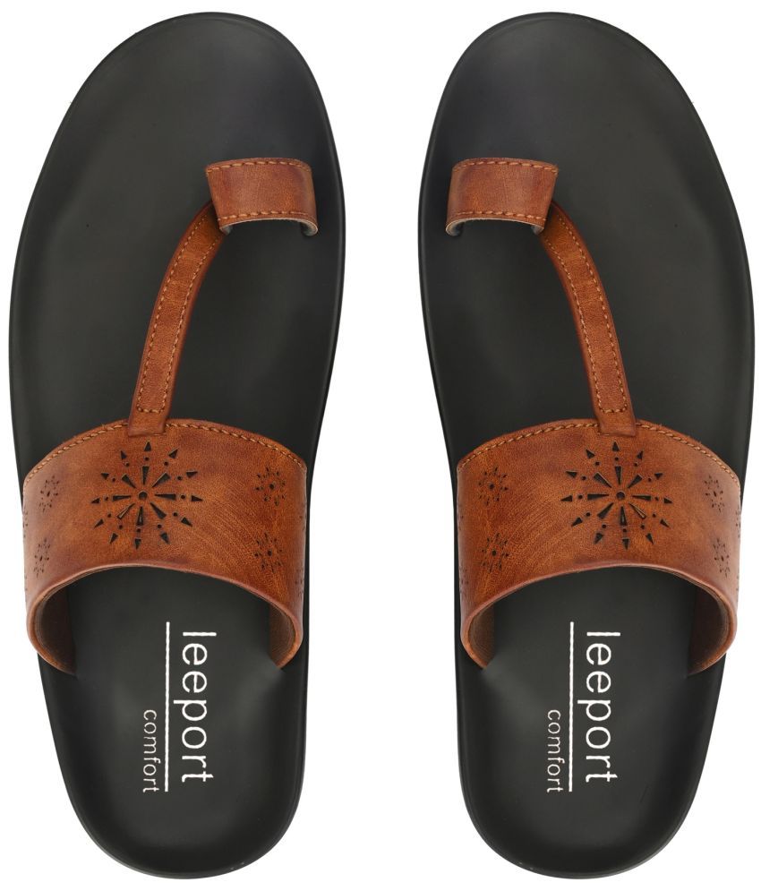     			Leeport - Tan Men's Leather Slipper