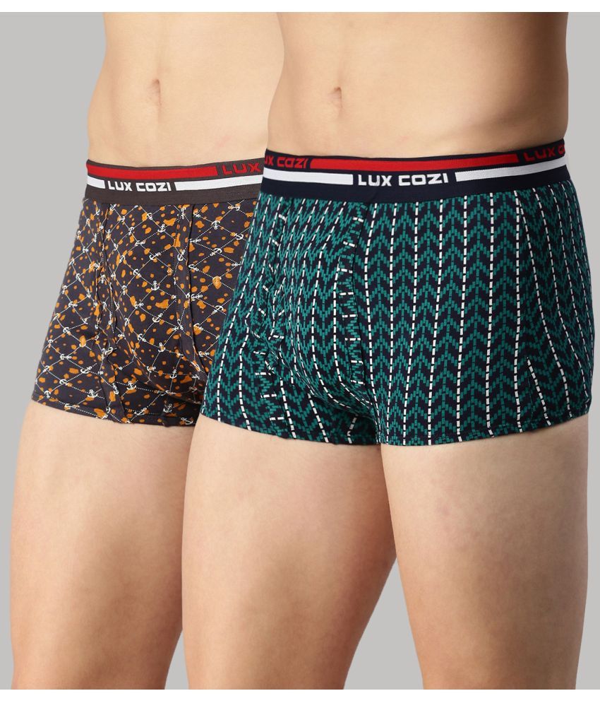     			Pack of 2 Lux Cozi - Brown Cotton Men's Trunks