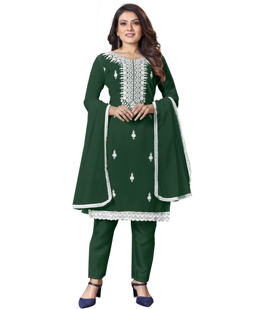     			Royal Palm - Unstitched Green Georgette Dress Material ( Pack of 1 )