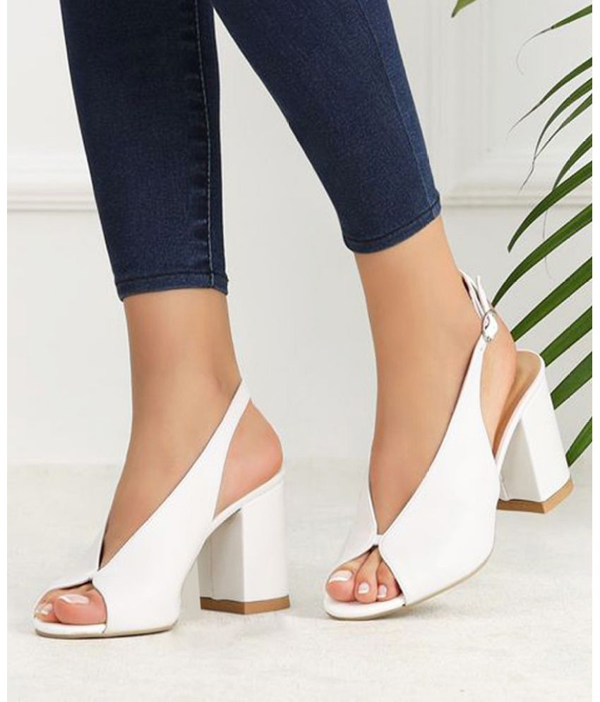     			Shoetopia White Women's Peep Toes Heels