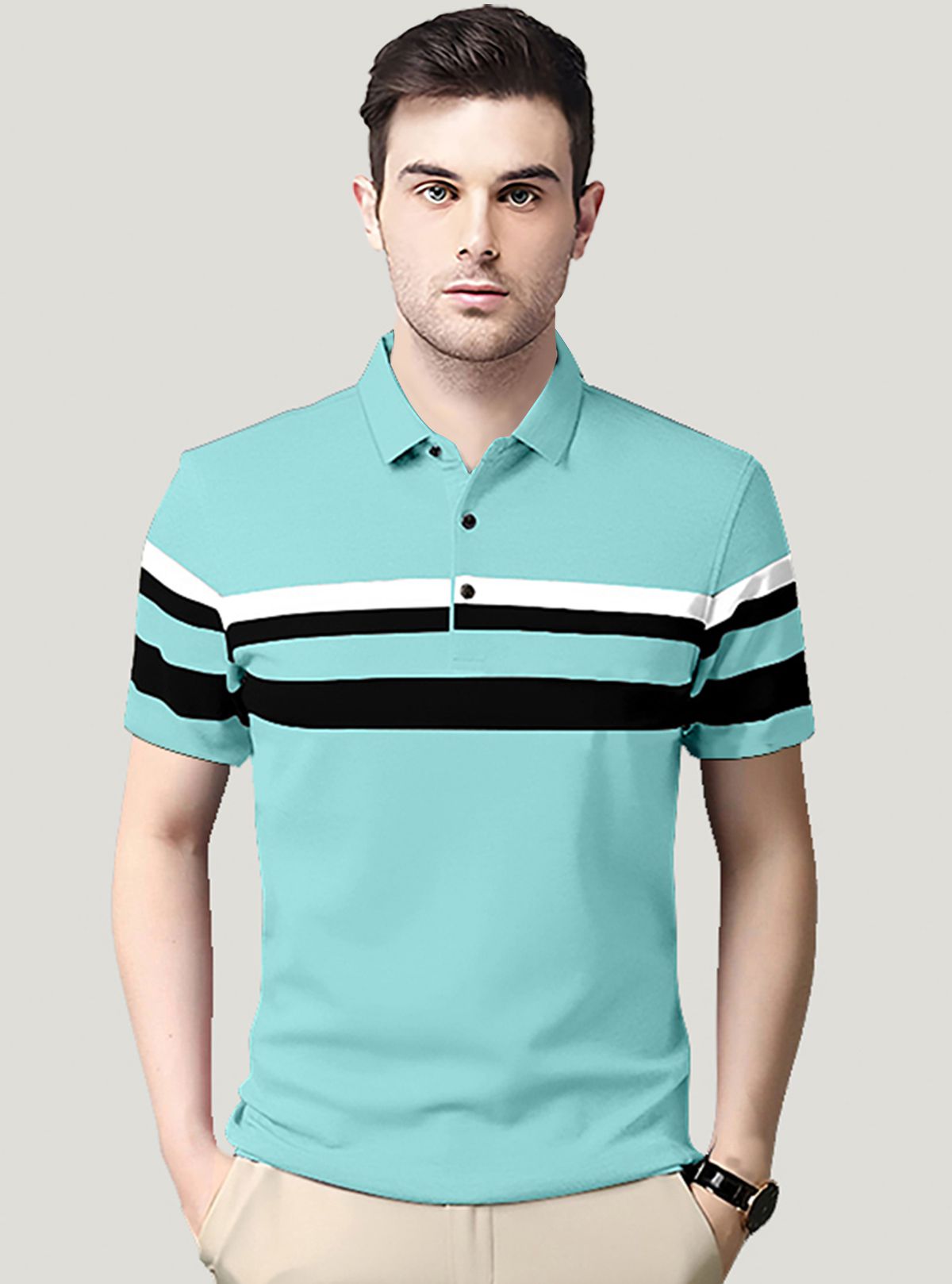     			AUSK - Sky Blue Cotton Blend Regular Fit Men's Polo T Shirt ( Pack of 1 )