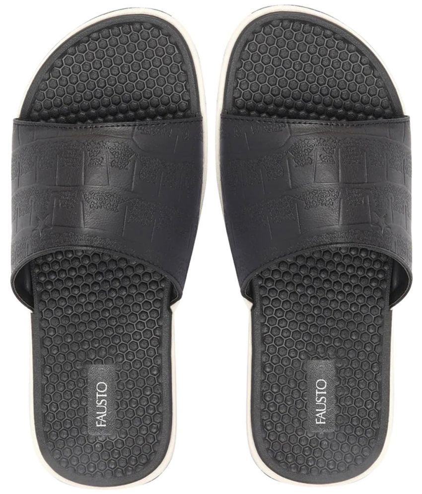     			Fausto - Black Men's Slide Flip Flop