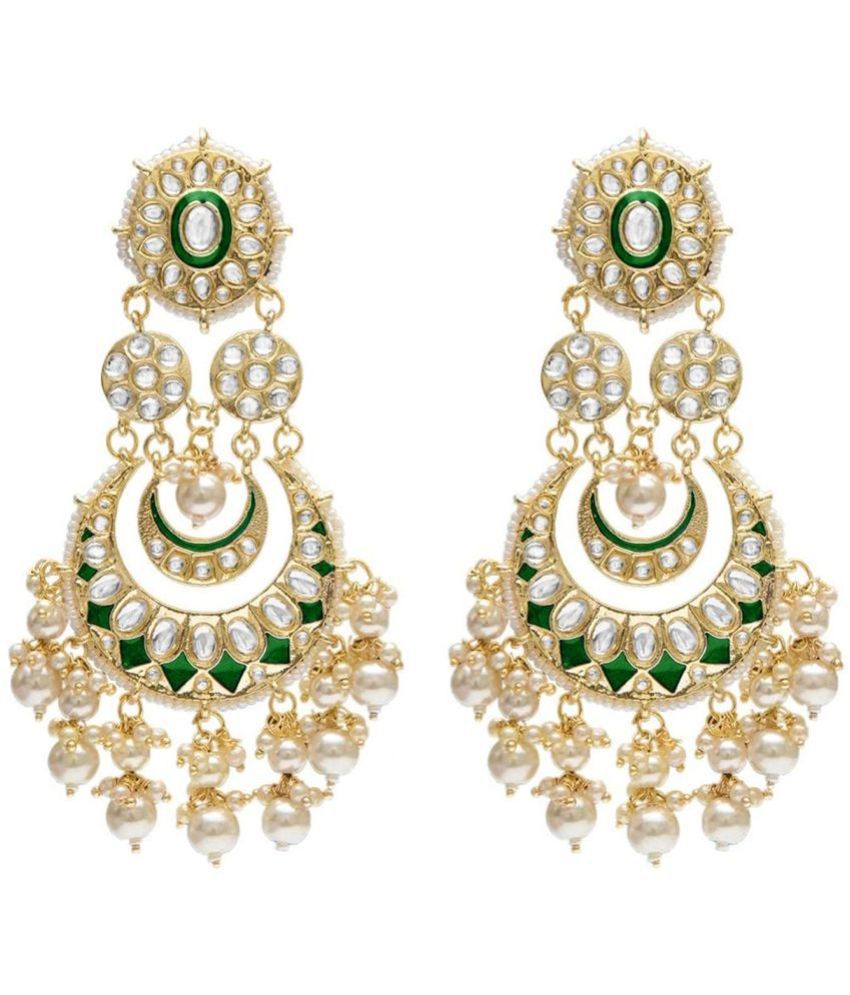     			I Jewels - Green Danglers Earrings ( Pack of 1 )