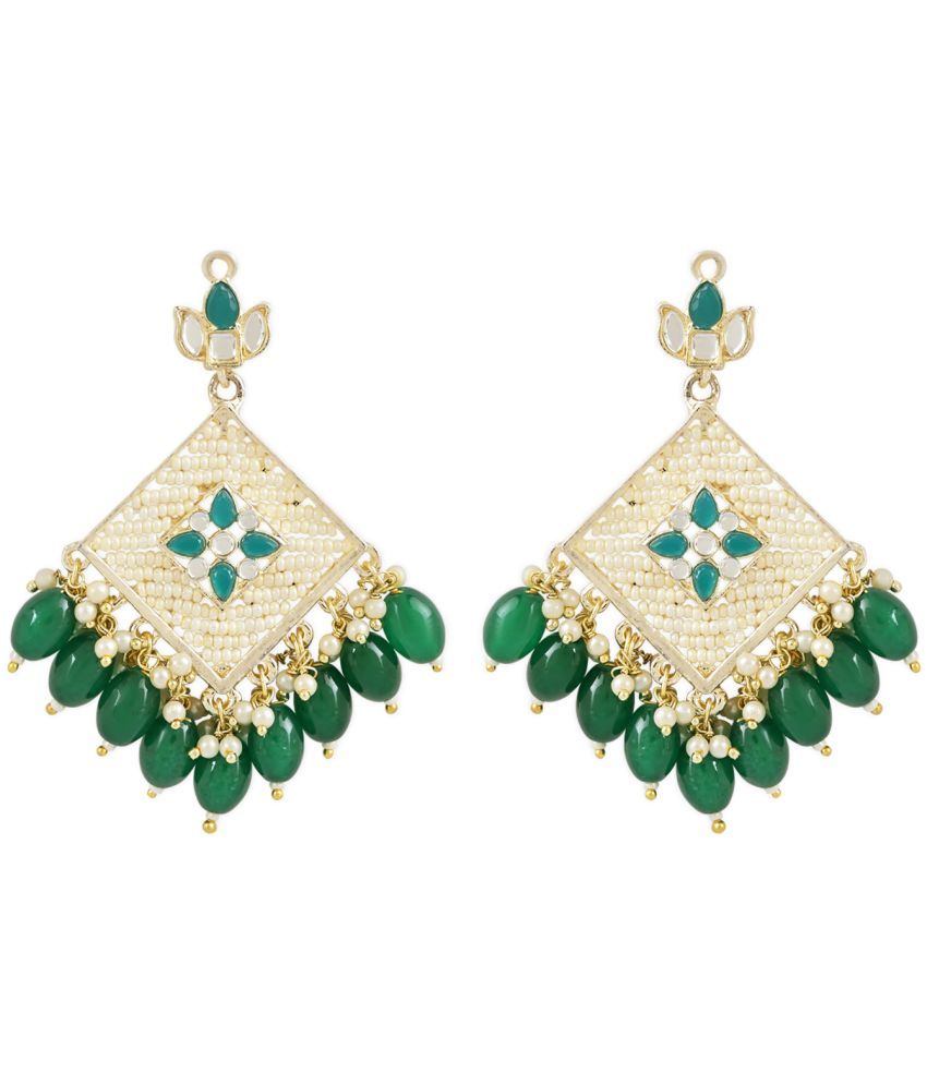     			I Jewels - Green Danglers Earrings ( Pack of 1 )