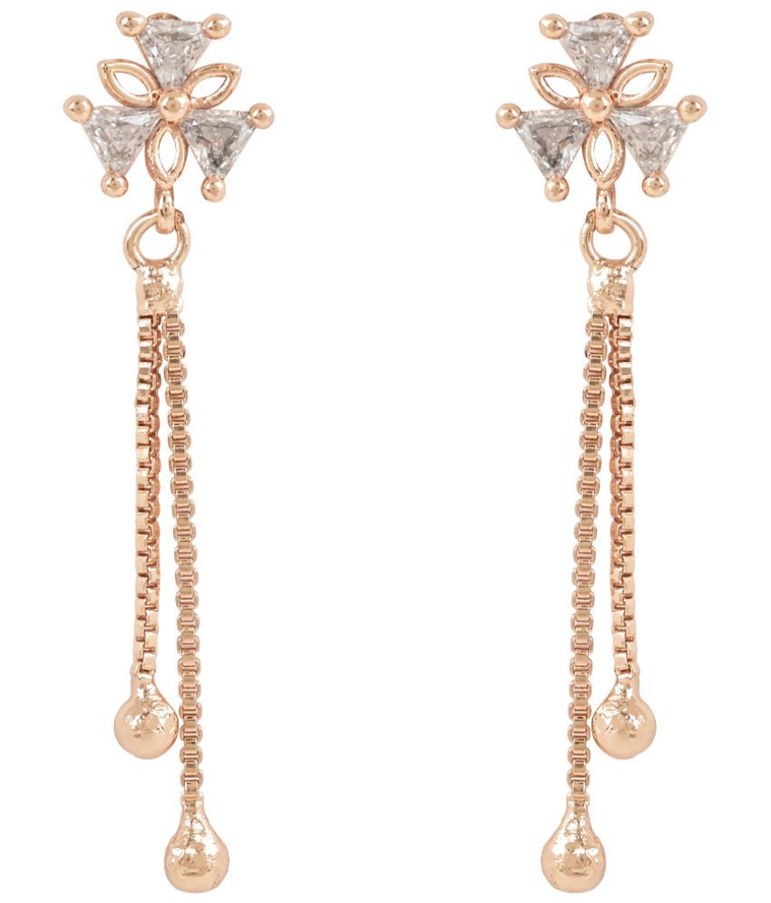     			I Jewels - Rose Gold Danglers Earrings ( Pack of 1 )