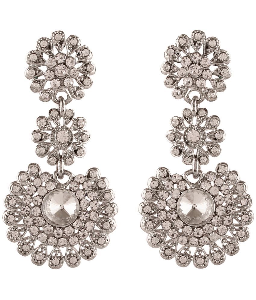     			I Jewels - White Danglers Earrings ( Pack of 1 )