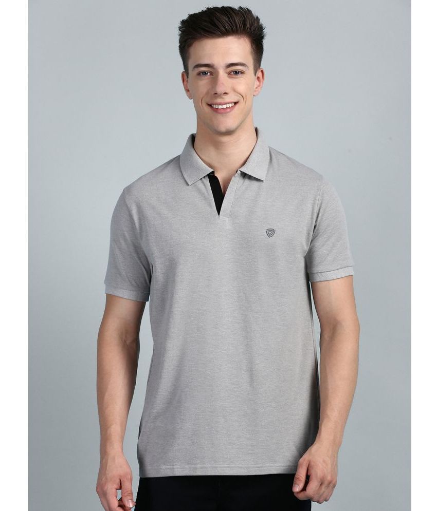     			Lux Cozi - Grey Melange Cotton Regular Fit Men's Polo T Shirt ( Pack of 1 )