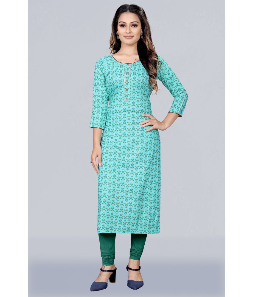     			MEESORRA - Green Rayon Women's Straight Kurti ( Pack of 1 )