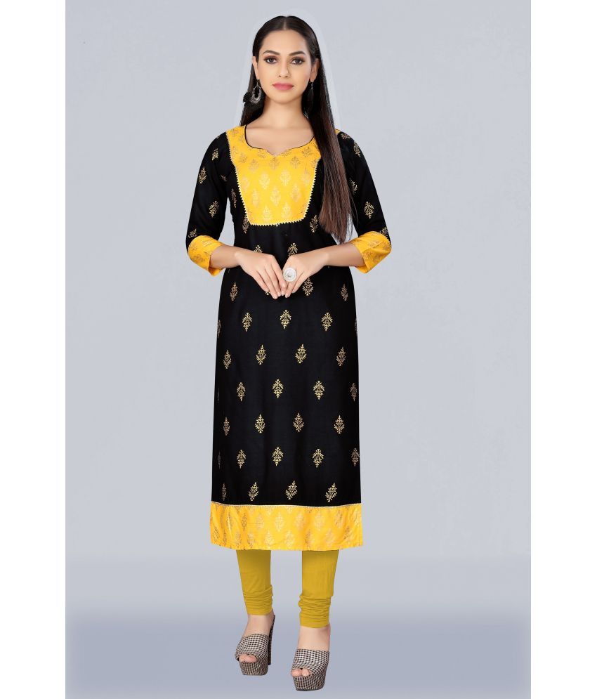     			MEESORRA - Yellow Rayon Women's Straight Kurti ( Pack of 1 )