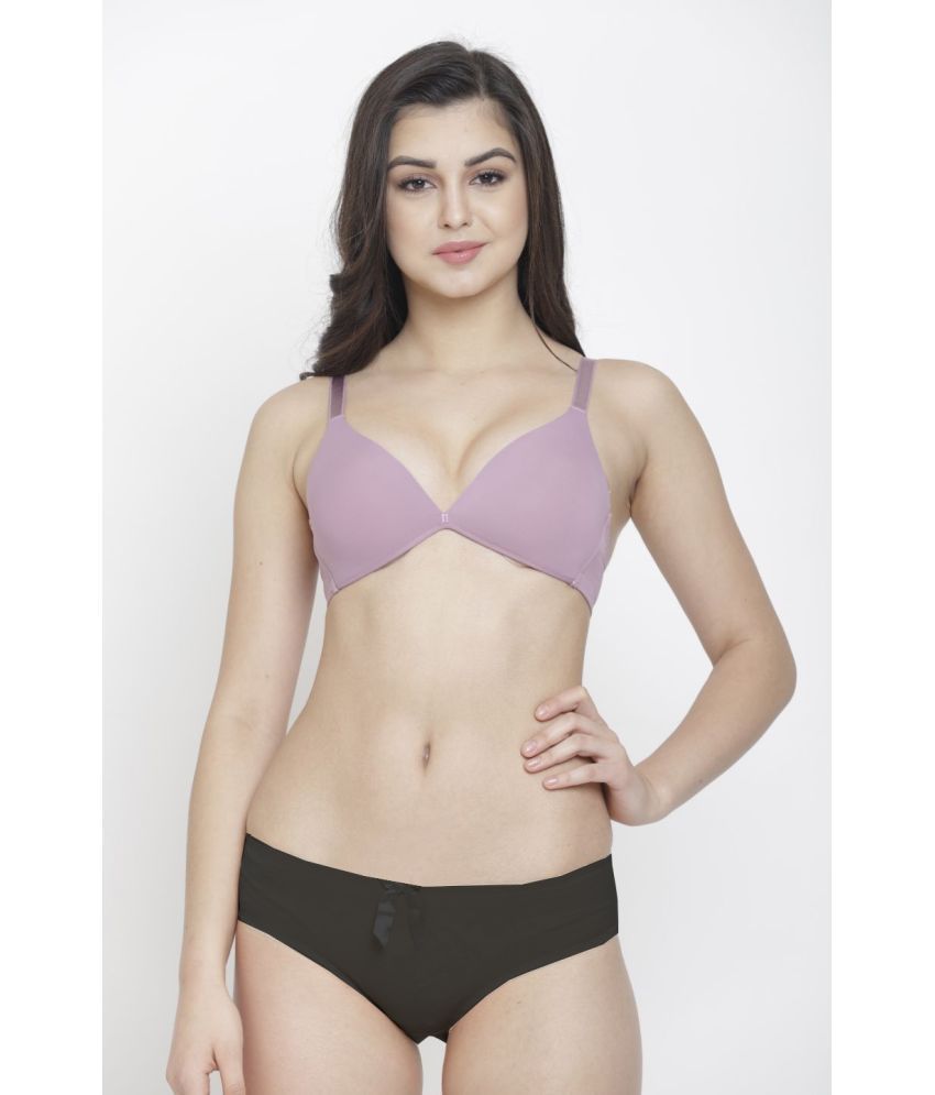     			PrettyCat - Mauve Polyester Women's Bra & Panty Set ( Pack of 1 )