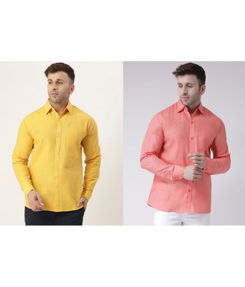     			RIAG - Orange Cotton Blend Regular Fit Men's Casual Shirt ( Pack of 2 )