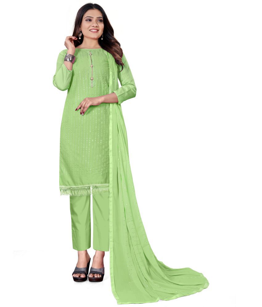     			Royal Palm - Unstitched Lime Green Cotton Blend Dress Material ( Pack of 1 )