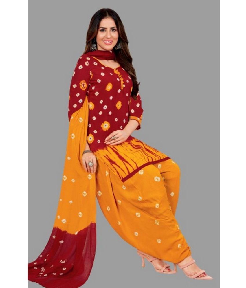     			SIMMU - Unstitched Maroon Cotton Dress Material ( Pack of 1 )