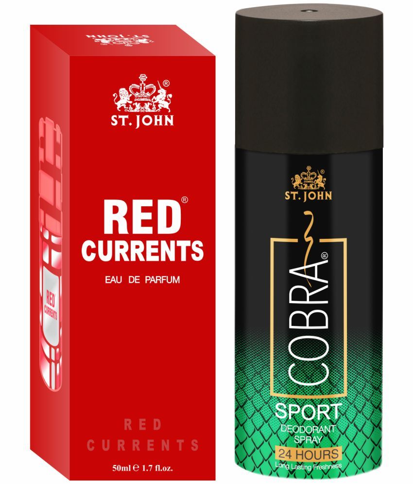     			ST.JOHN Cobra Sport 150ml & Red Current 50ml Deodorant Spray & Perfume for Men (200ml) Pack of 2