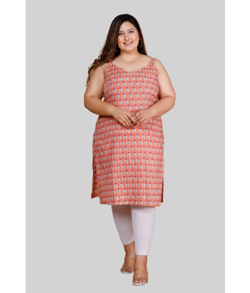     			miravan - Peach Cotton Women's Straight Kurti ( Pack of 1 )